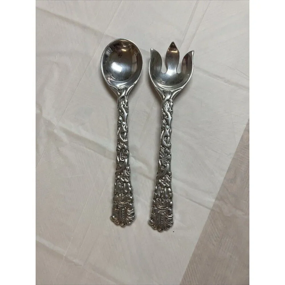 Charter Club Country Chateau Silver Salad Large Fork & Spoon Set 1997 Vintage
